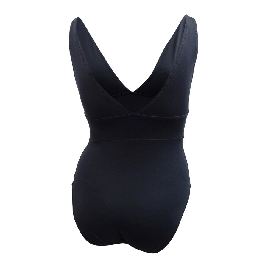Tommy Bahama Women's Plunge V-Neck One-Piece (12, Black)