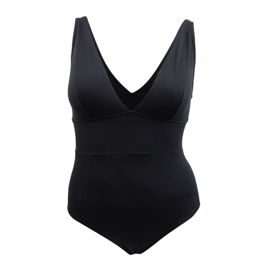 Tommy Bahama Women's Plunge V-Neck One-Piece (12, Black)