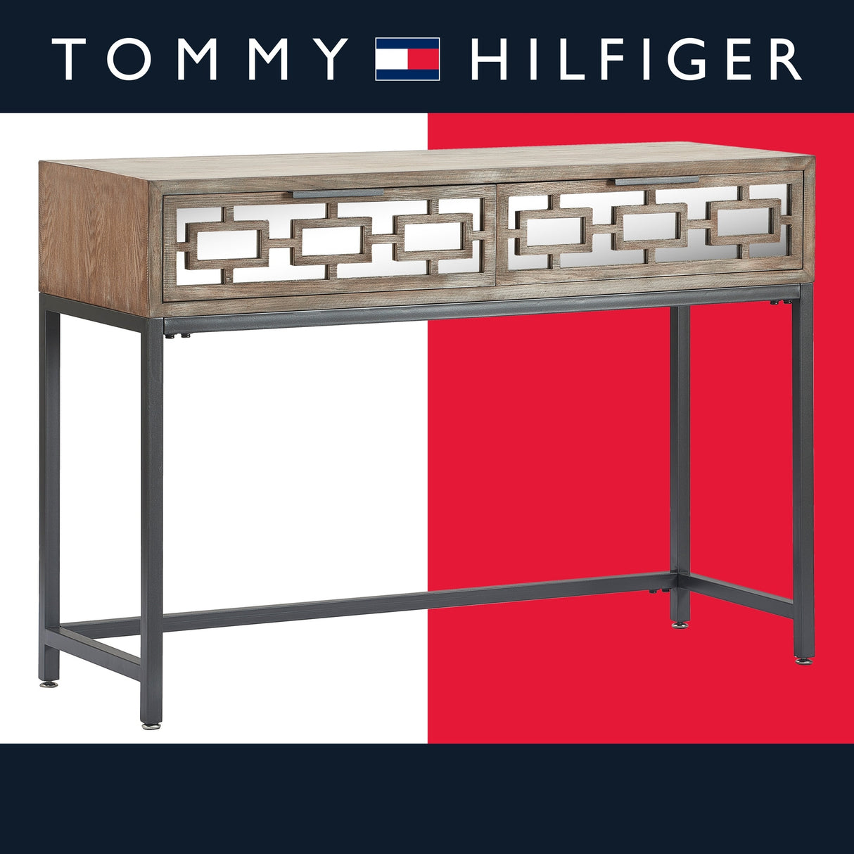 Tommy Hilfiger Hayworth Mirrored Console Table, Ash Gray