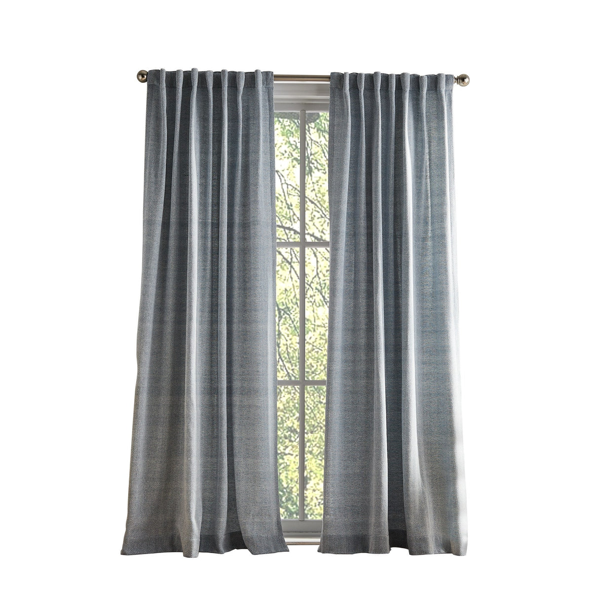 Tommy Hilfiger Herringbone Curtain Panel Pair