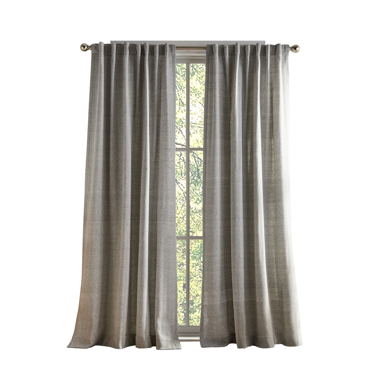 Tommy Hilfiger Herringbone Curtain Panel Pair
