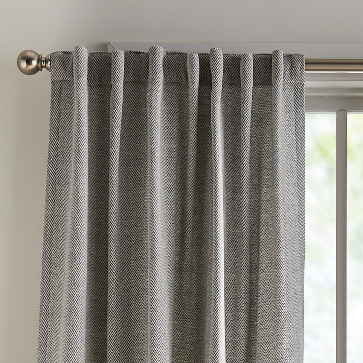 Tommy Hilfiger Herringbone Curtain Panel Pair
