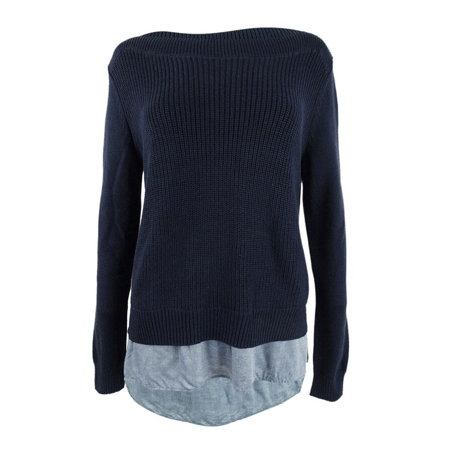 Tommy Hilfiger Women's Contrast-Hem Sweater