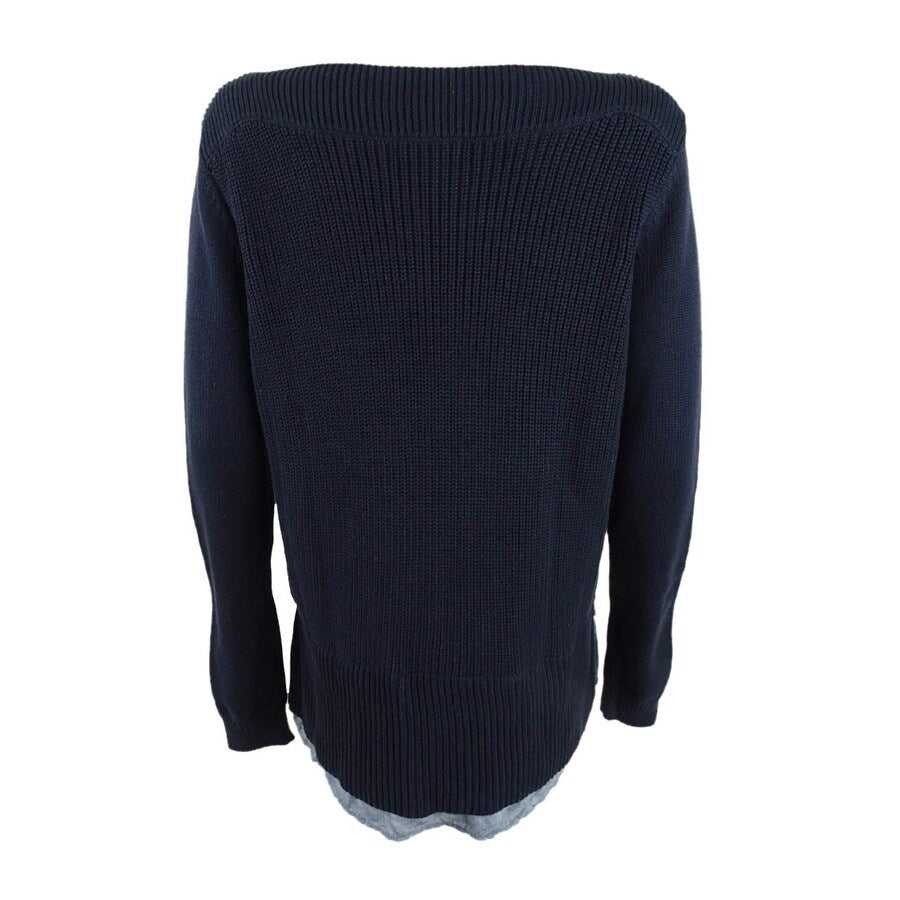 Tommy Hilfiger Women's Contrast-Hem Sweater