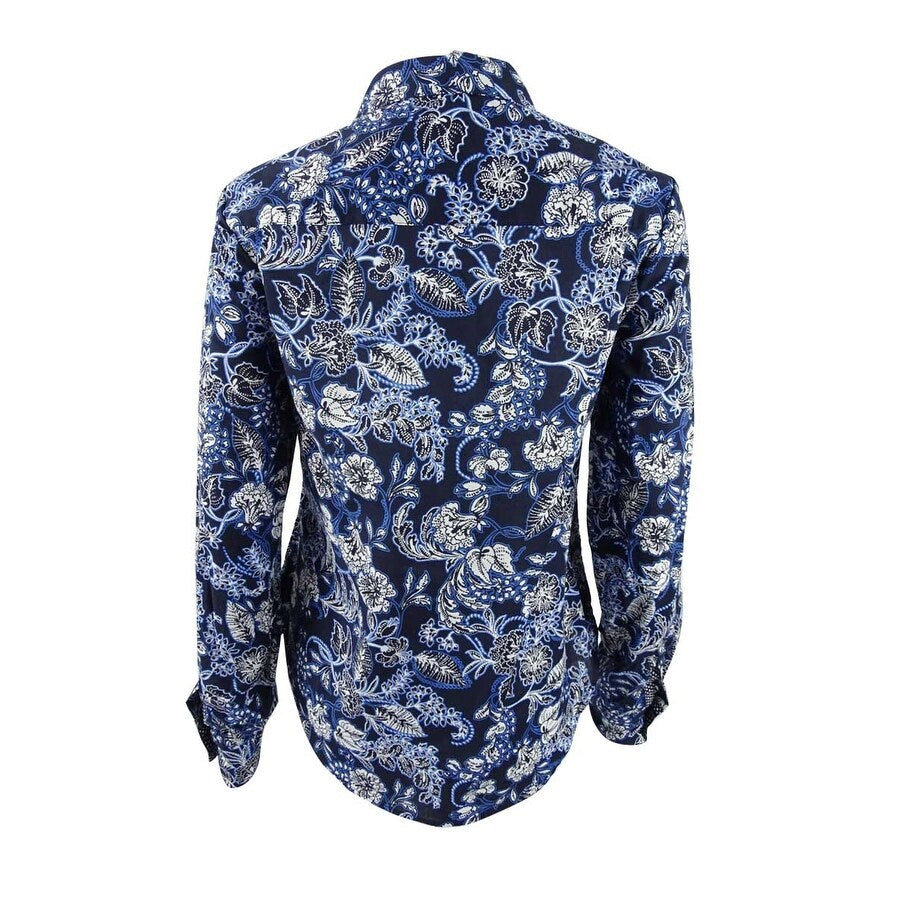 Tommy Hilfiger Women's Cotton Printed Zip-Front Shirt