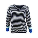 Tommy Hilfiger Women's Plus Striped V-Neck Sweater