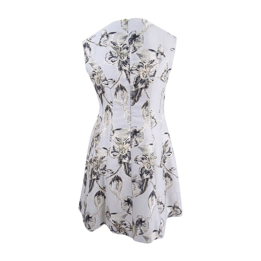 Tommy Hilfiger Women's Shine Brocade Fit & Flare Dress (14, Gold)