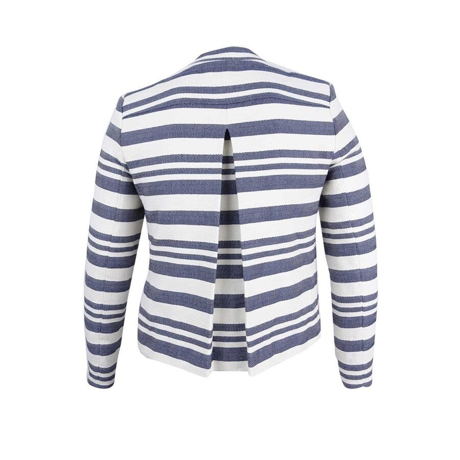 Tommy Hilfiger Women's Twill Striped Zip-Front Blazer (6, Indigo/Cream)