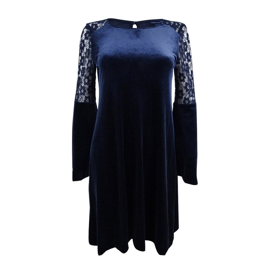 Tommy Hilfiger Women's Velvet Crochet-Lace Dress