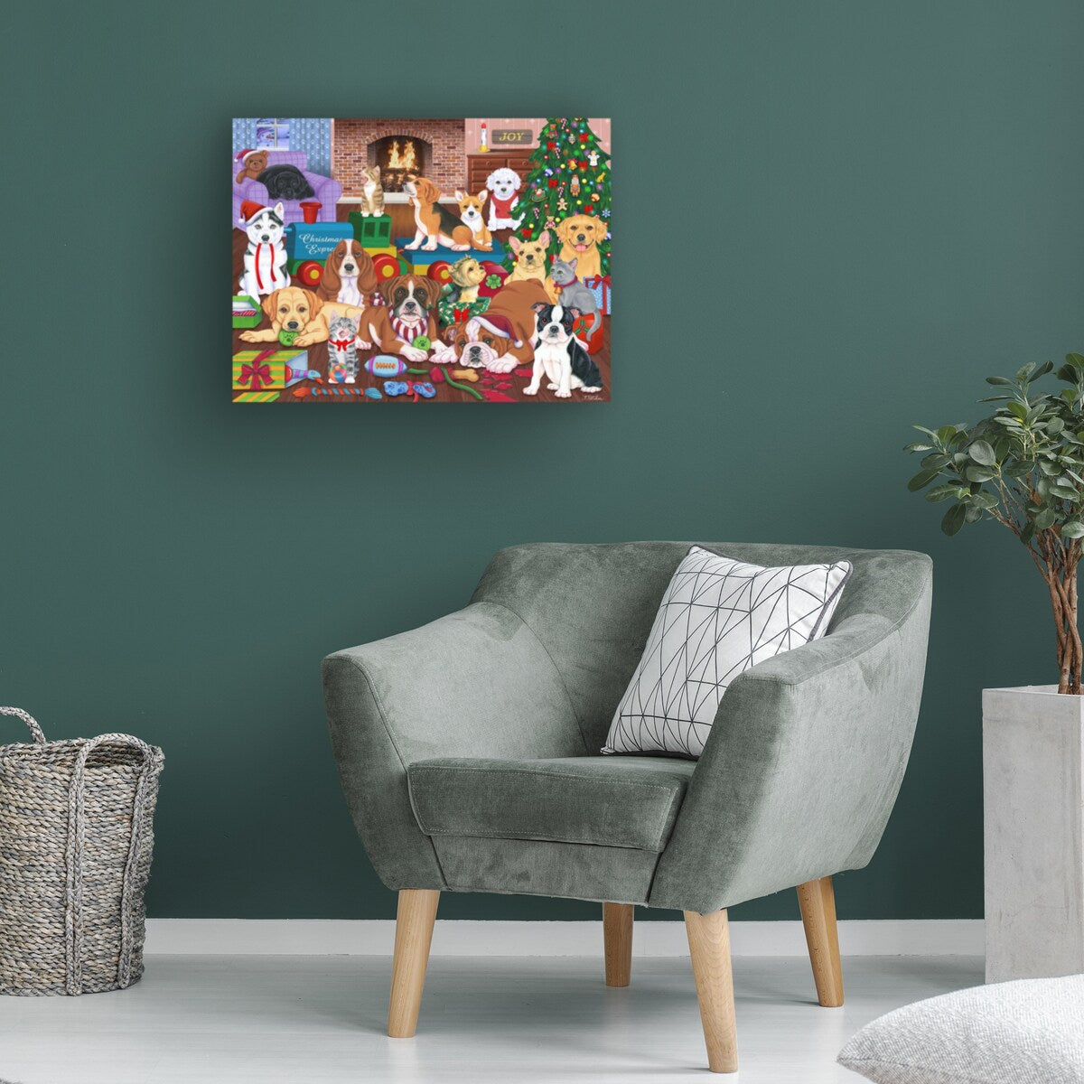 Tomoyo Pitcher 'Puppies Christmas Eve' Canvas Art