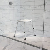 Tool-Free 300 Lb. Capacity, Adjustable Bath & Shower Chair w/Non-slip Feet - 17"D x 19"W x 14.5" - 21.5"H