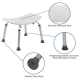 Tool-Free 300 Lb. Capacity, Adjustable Bath & Shower Chair w/Non-slip Feet - 17"D x 19"W x 14.5" - 21.5"H