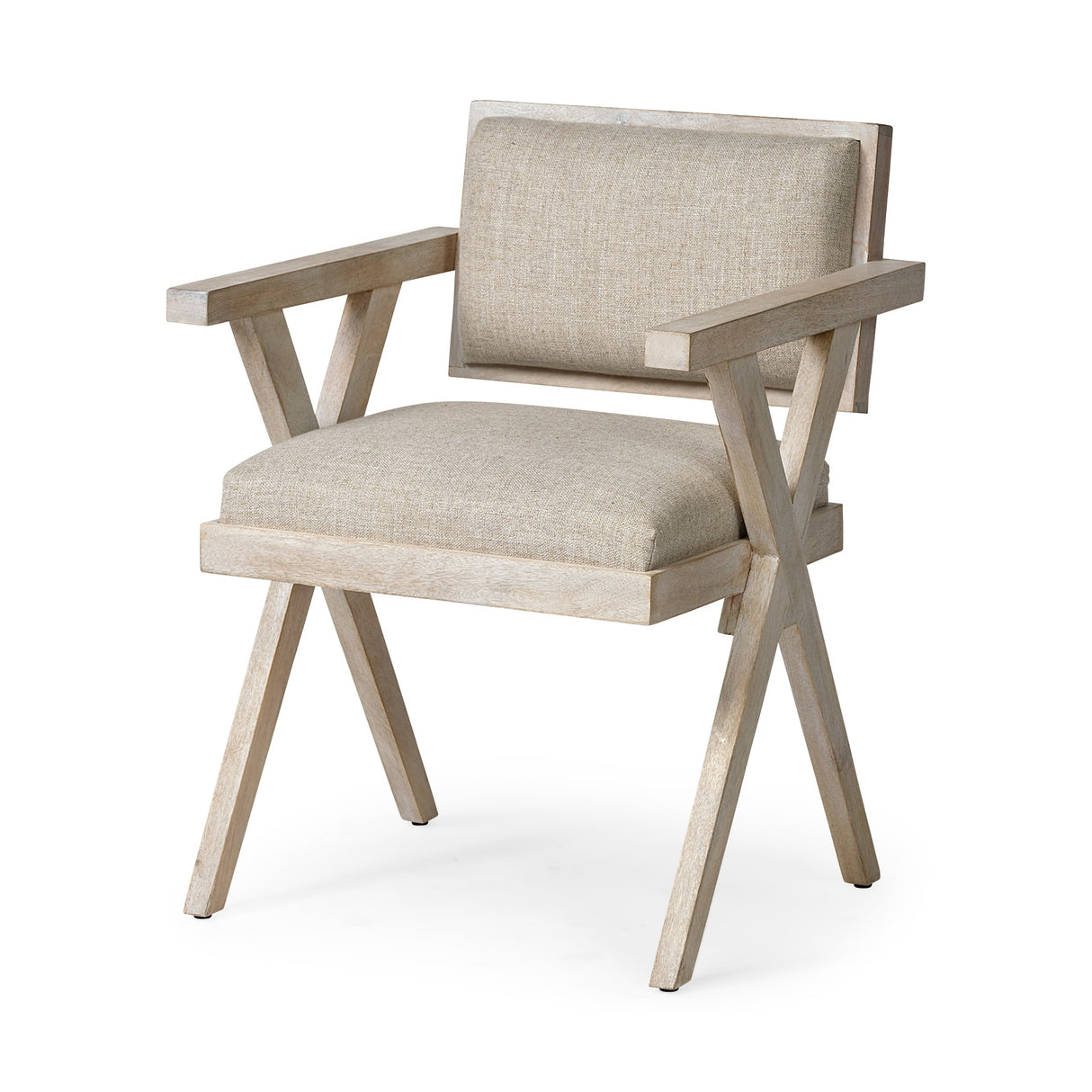 Cream Fabric Wrap With Blonde Wooden Frame Dining Chair