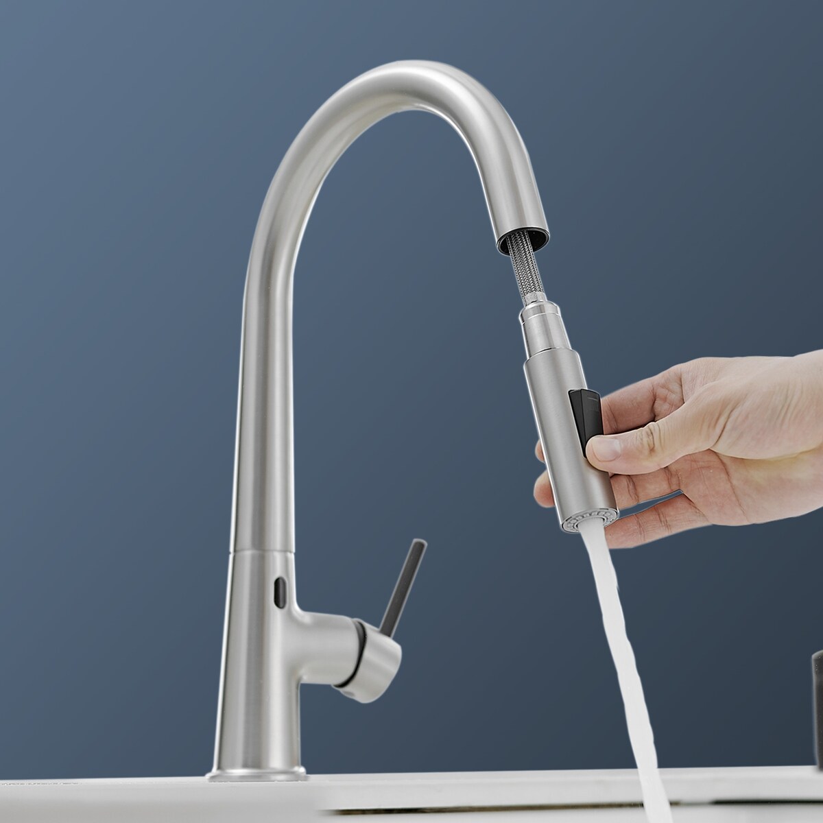 Topcraft Pull Down Stainless Steel Kitchen Faucet with Sprayer and Sensor