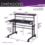 Topcraft Rolling Writing Desk, Height Adjustable, Moveable Shelf