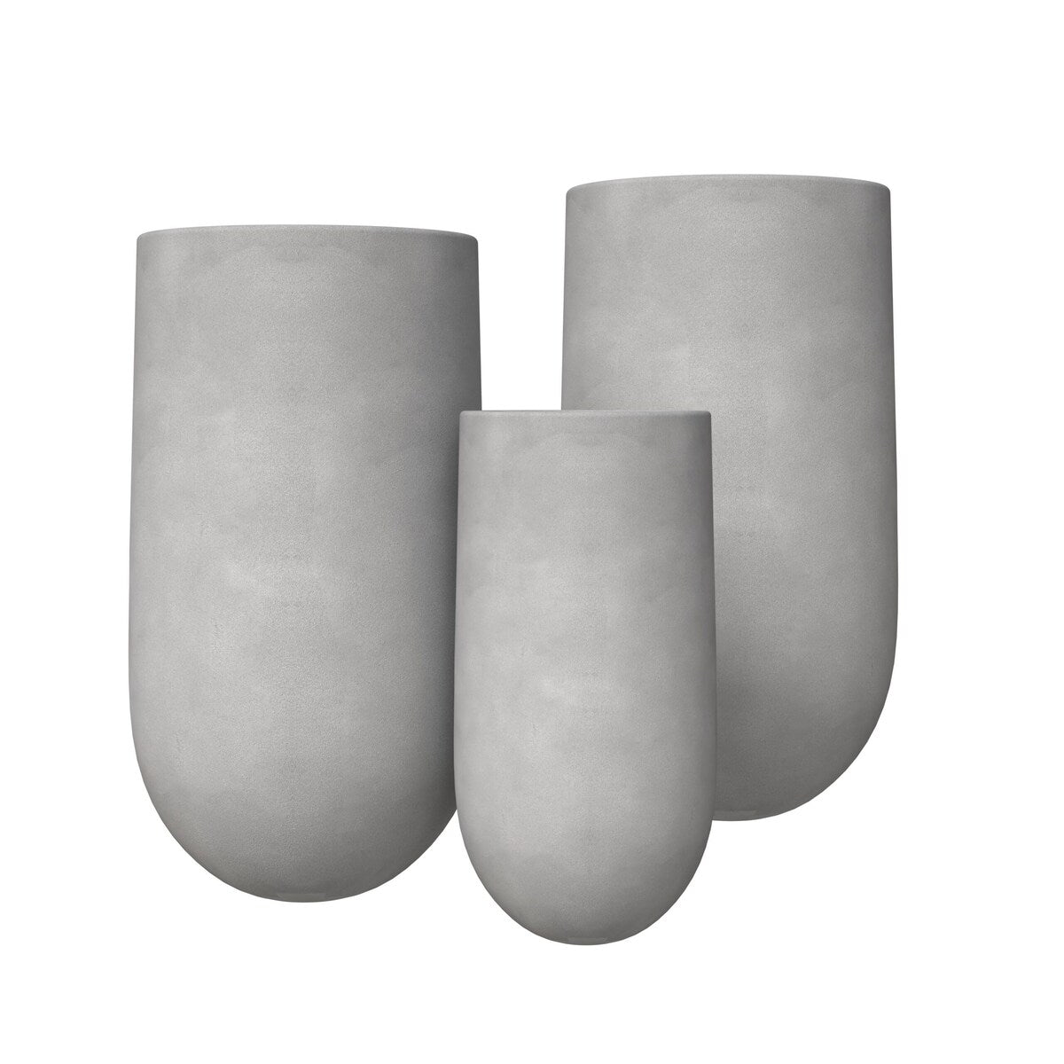 Topiary 3-Piece Modern Cylinder Fiberstone and MgO Clay Planter Set w Drainage Holes for Indoor Outdoor Home Office Garden Porch
