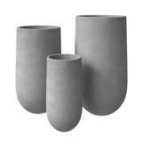 Topiary 3-Piece Modern Cylinder Fiberstone and MgO Clay Planter Set w Drainage Holes for Indoor Outdoor Home Office Garden Porch
