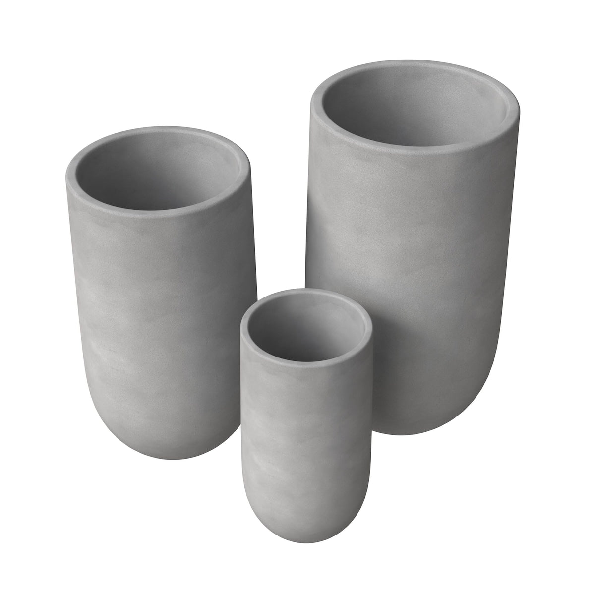 Topiary 3-Piece Modern Cylinder Fiberstone and MgO Clay Planter Set w Drainage Holes for Indoor Outdoor Home Office Garden Porch