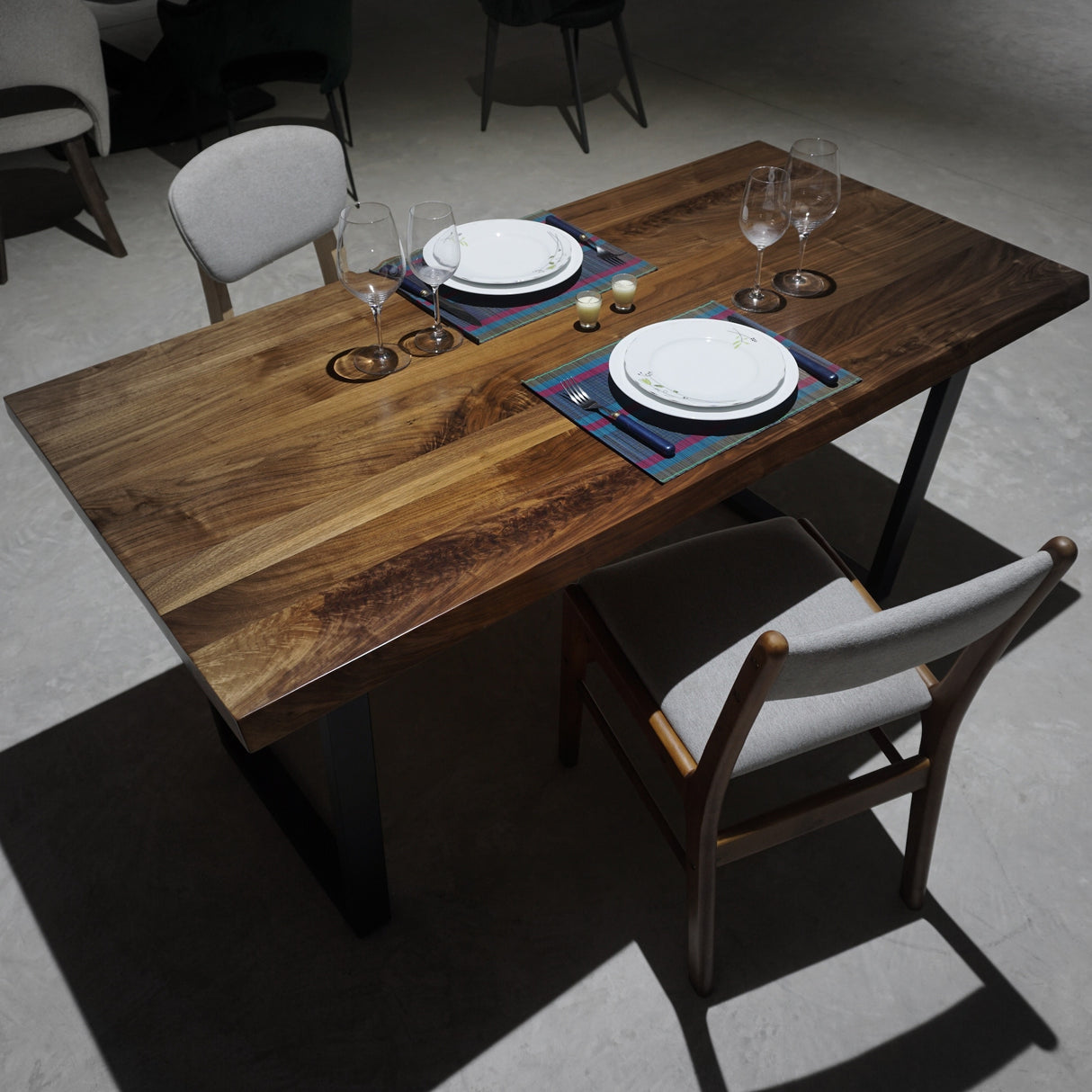 Topleo 47 in. Rectangle Walnut Wood Top with Metal Frame (Seats 4) - 47"Lx30"Wx30"H