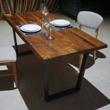 Topleo 47 in. Rectangle Walnut Wood Top with Metal Frame (Seats 4) - 47"Lx30"Wx30"H