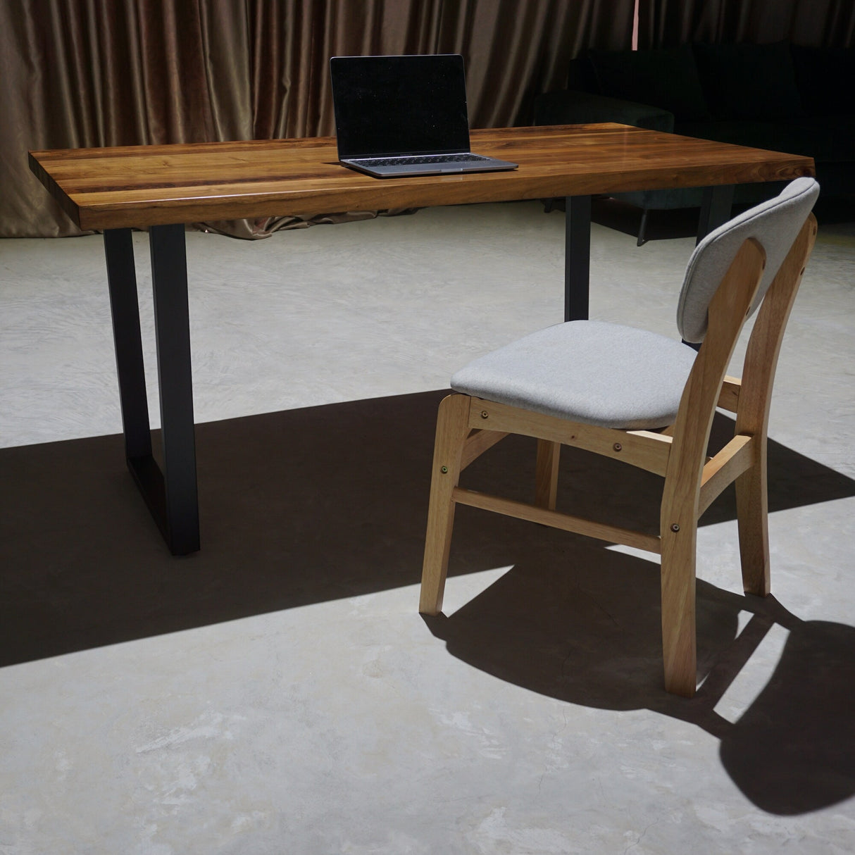Topleo 47 in. Rectangle Walnut Wood Top with Metal Frame (Seats 4) - 47"Lx30"Wx30"H