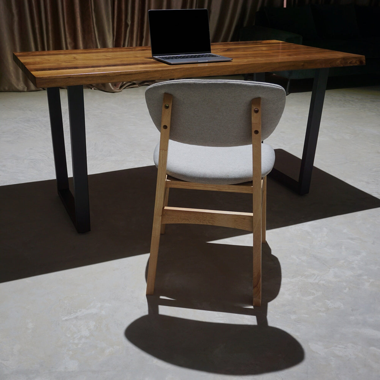 Topleo 47 in. Rectangle Walnut Wood Top with Metal Frame (Seats 4) - 47"Lx30"Wx30"H