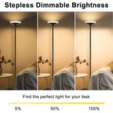 Torchiere Floor Lamp,24W Super Bright LED Standing Lamp,Stepless Dimmable Pole Lamp with 3000K Lighting,Rotary Switch,70 Inch