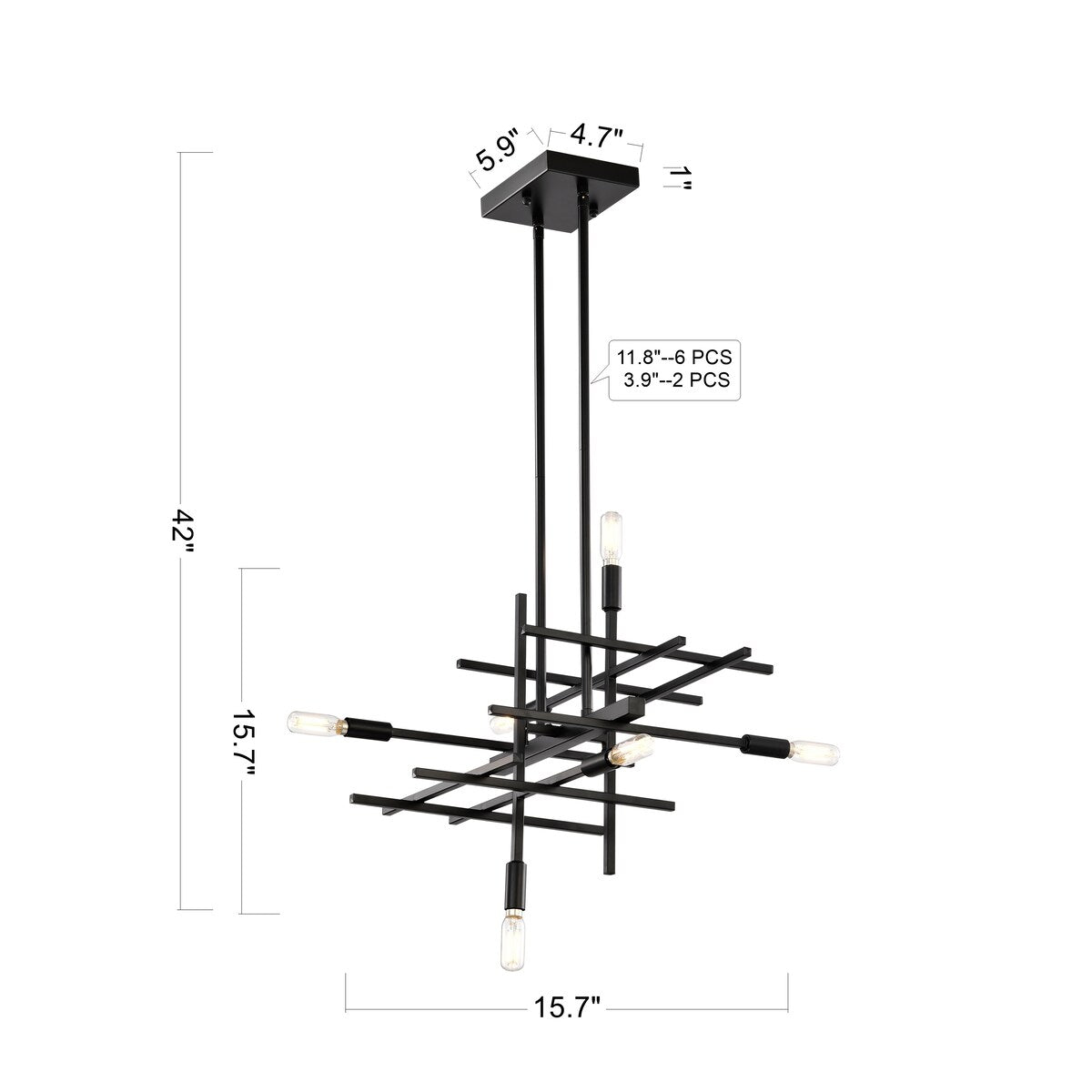 Torreys Geometric 6-Light Chandelier for Dining/Living Room, Bedroom