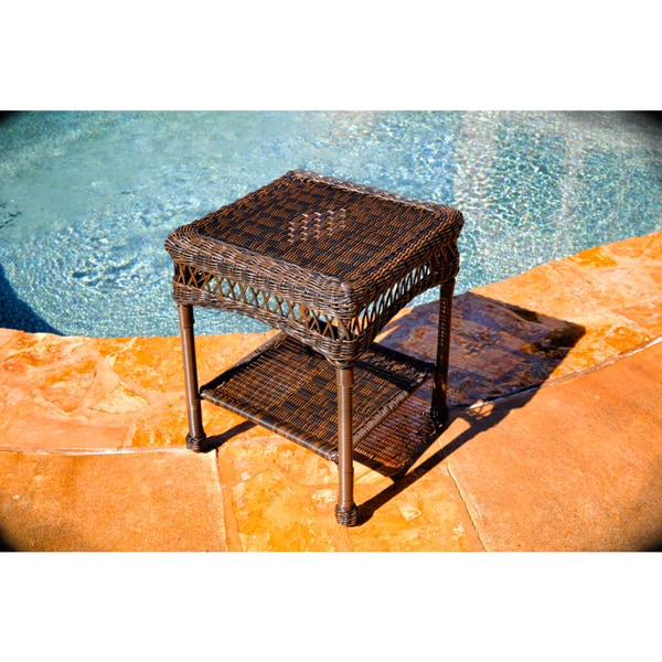 Portside Dark Roast Outdoor Wicker Rocking Chair Set (2-Piece)