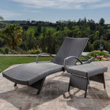 Toscana Outdoor 2-piece Wicker Armed Chaise Lounge Set by Christopher Knight Home