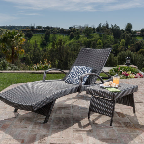 Toscana Outdoor 2-piece Wicker Armed Chaise Lounge Set by Christopher Knight Home