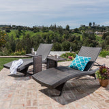 Toscana Outdoor Wicker Adjustable Chaise Lounge with C-shaped Wicker Table Set by Christopher Knight Home