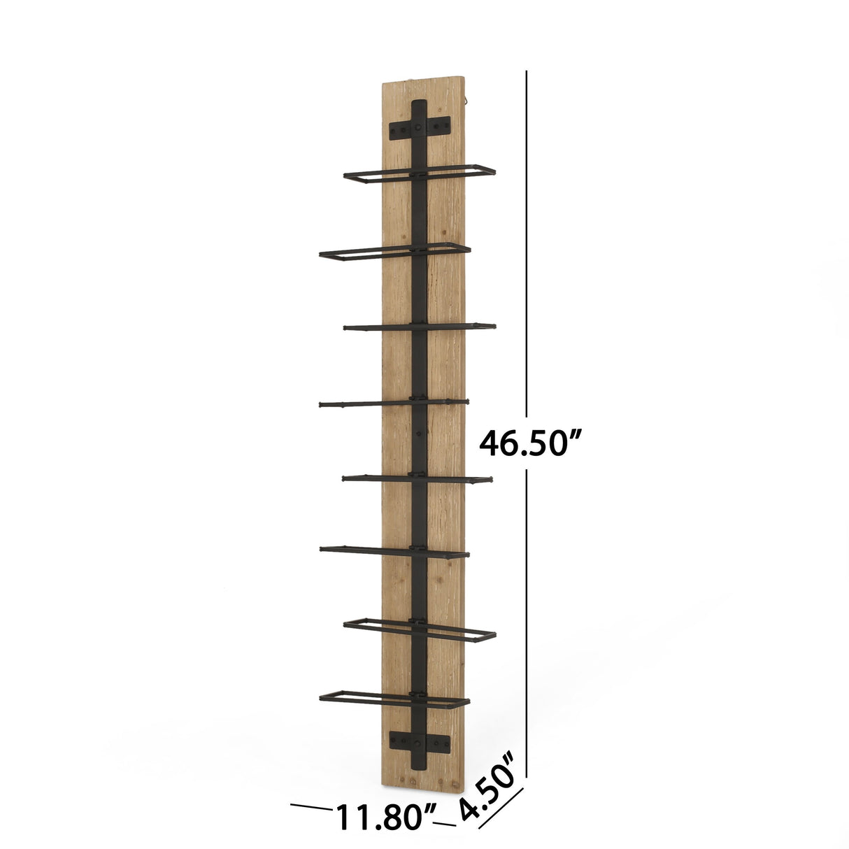 Toston Modern Industrial 8 Bottle Wall Mounted Wine Rack by Christopher Knight Home - 11.80" L x 4.50" W x 46.50" H