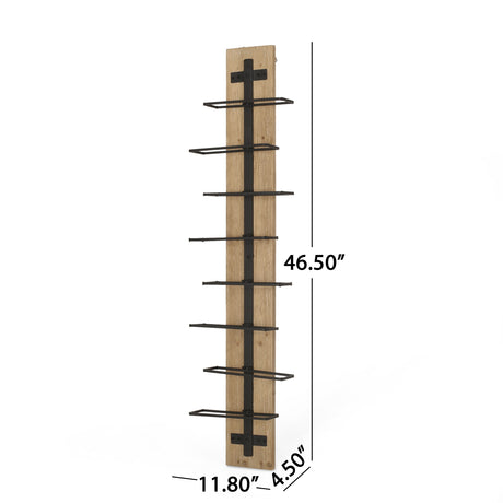 Toston Modern Industrial 8 Bottle Wall Mounted Wine Rack by Christopher Knight Home - 11.80" L x 4.50" W x 46.50" H