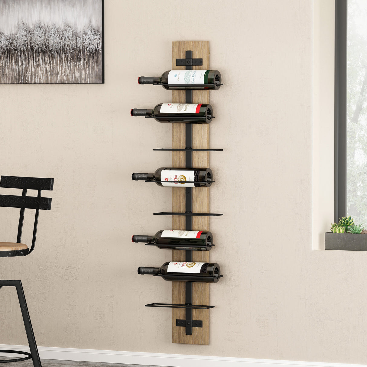 Toston Modern Industrial 8 Bottle Wall Mounted Wine Rack by Christopher Knight Home - 11.80" L x 4.50" W x 46.50" H