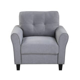 Living Room Sofa 2-piece Set Linen Upholstered Couch Furniture Armchair & Loveseat for Home Office (1+3 Seat)