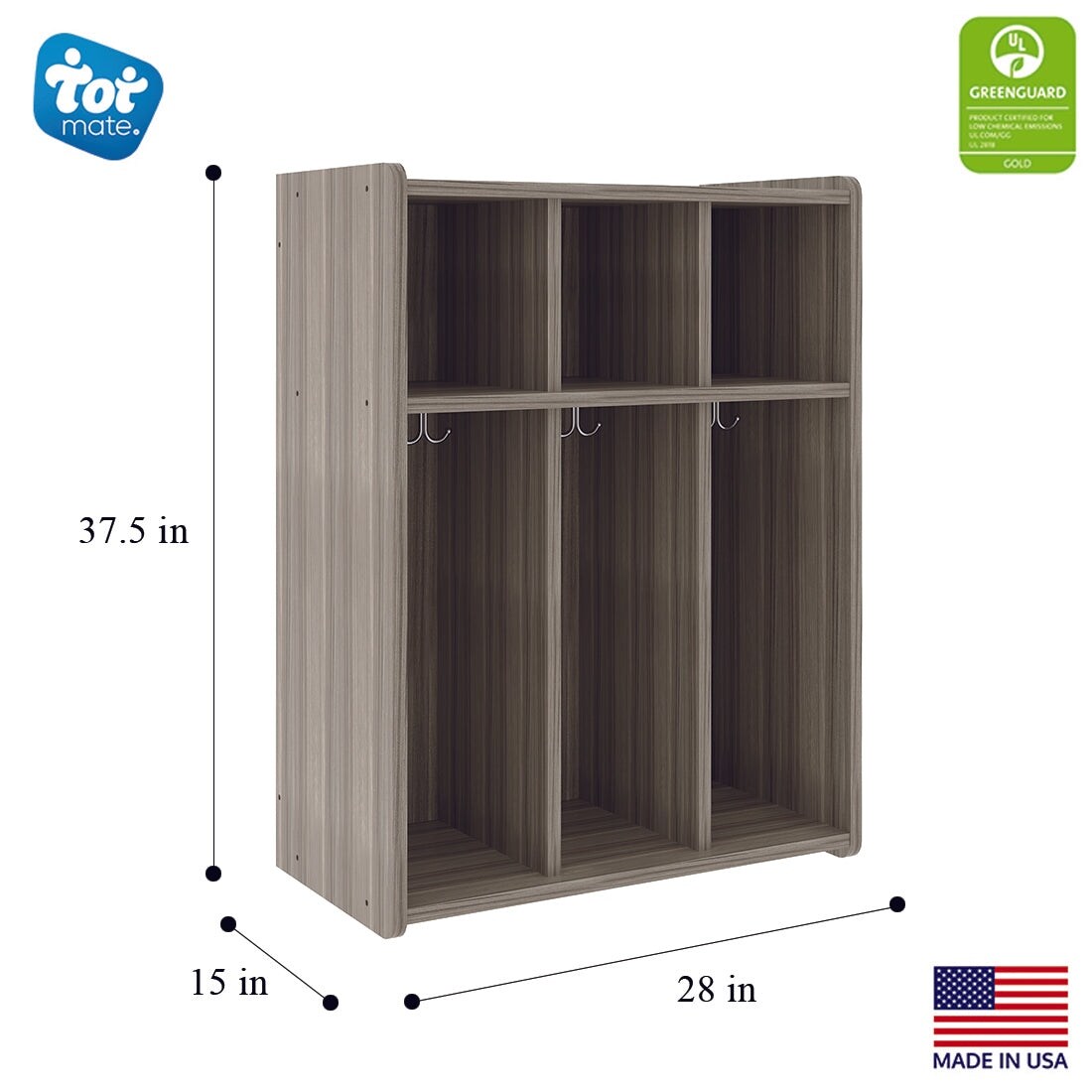 Tot Mate 3-Section Laminate Floor Locker - 28" x 15" x 37 1/2"