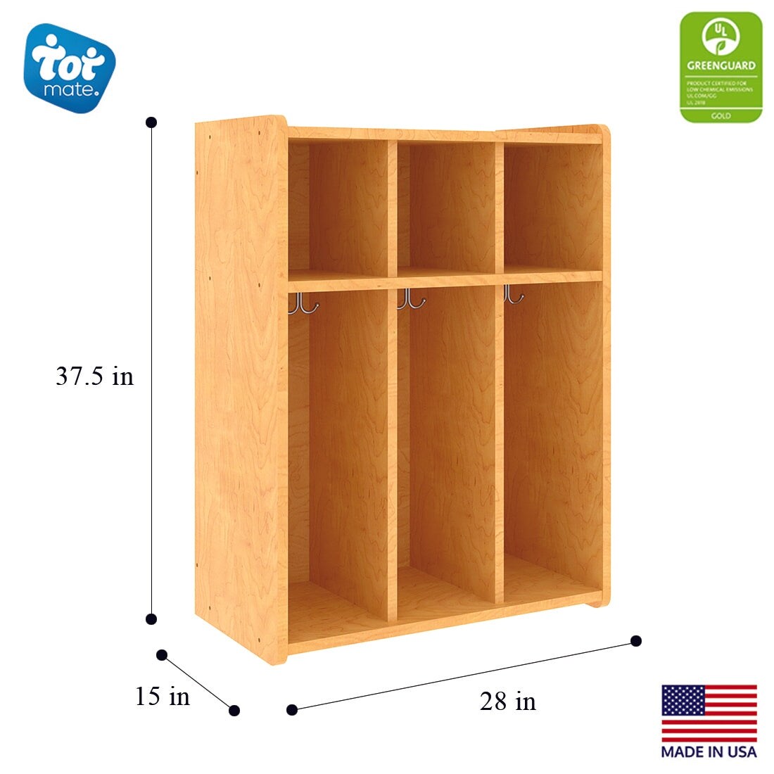 Tot Mate 3-Section Laminate Floor Locker - 28" x 15" x 37 1/2"