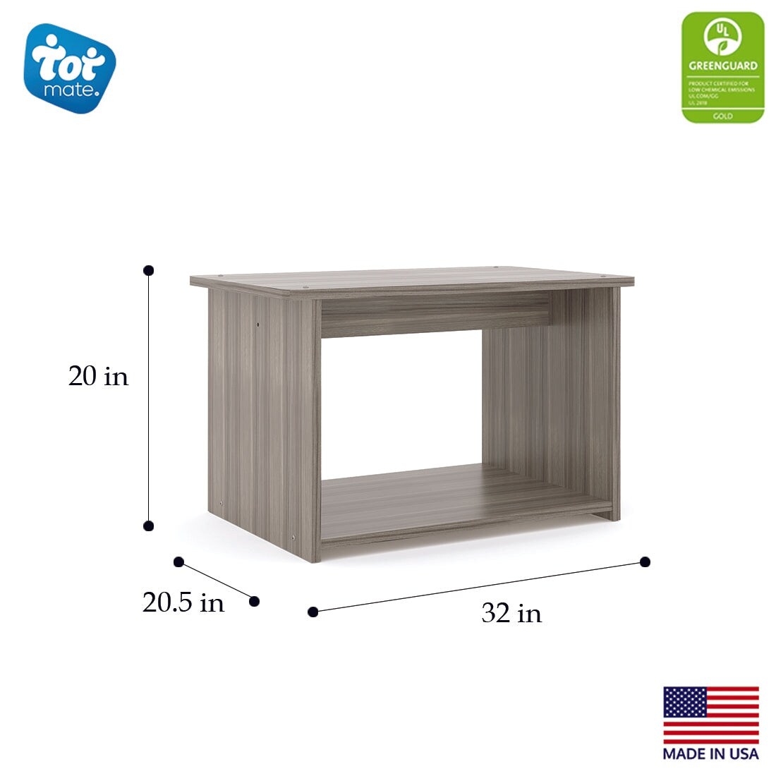 Tot Mate Laminate Preschool Play Center, Fully Assembled, 2 Bins Included, (32" W x 20.5" D x 20" H) - N/A