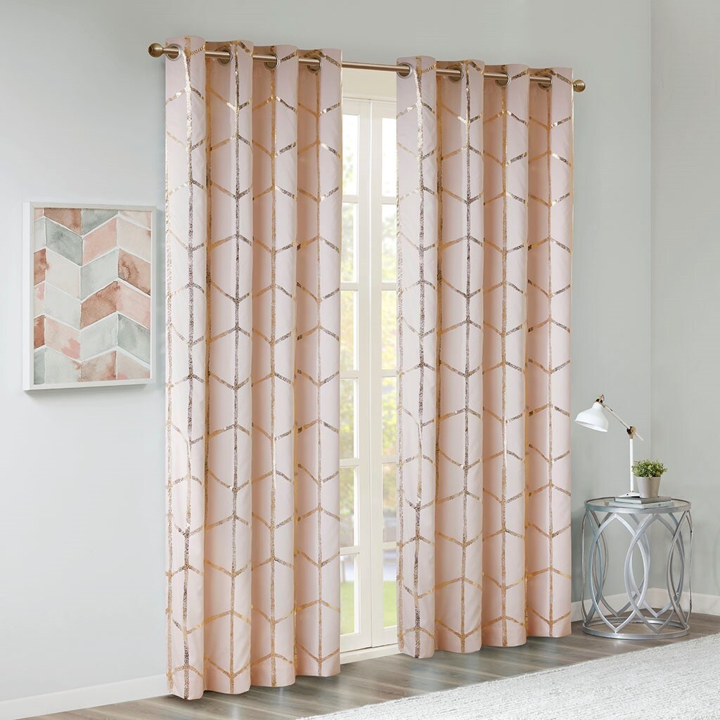 Total Blackout Print Grommet Top Curtain Panel