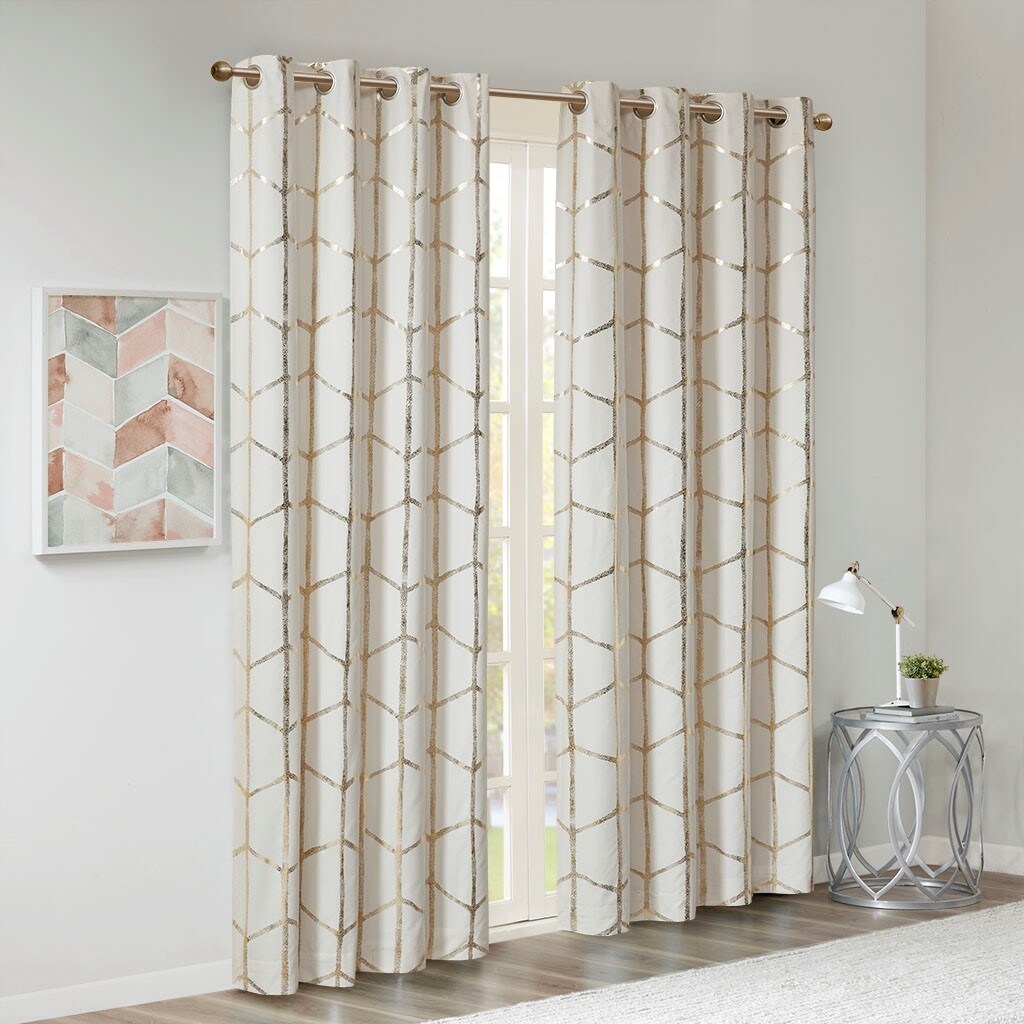 Total Blackout Print Grommet Top Curtain Panel