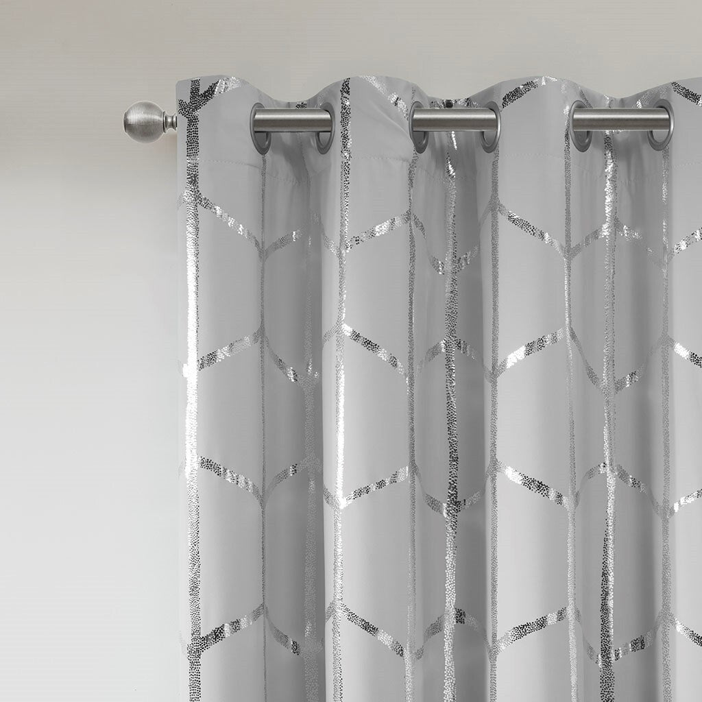 Total Blackout Print Grommet Top Curtain Panel