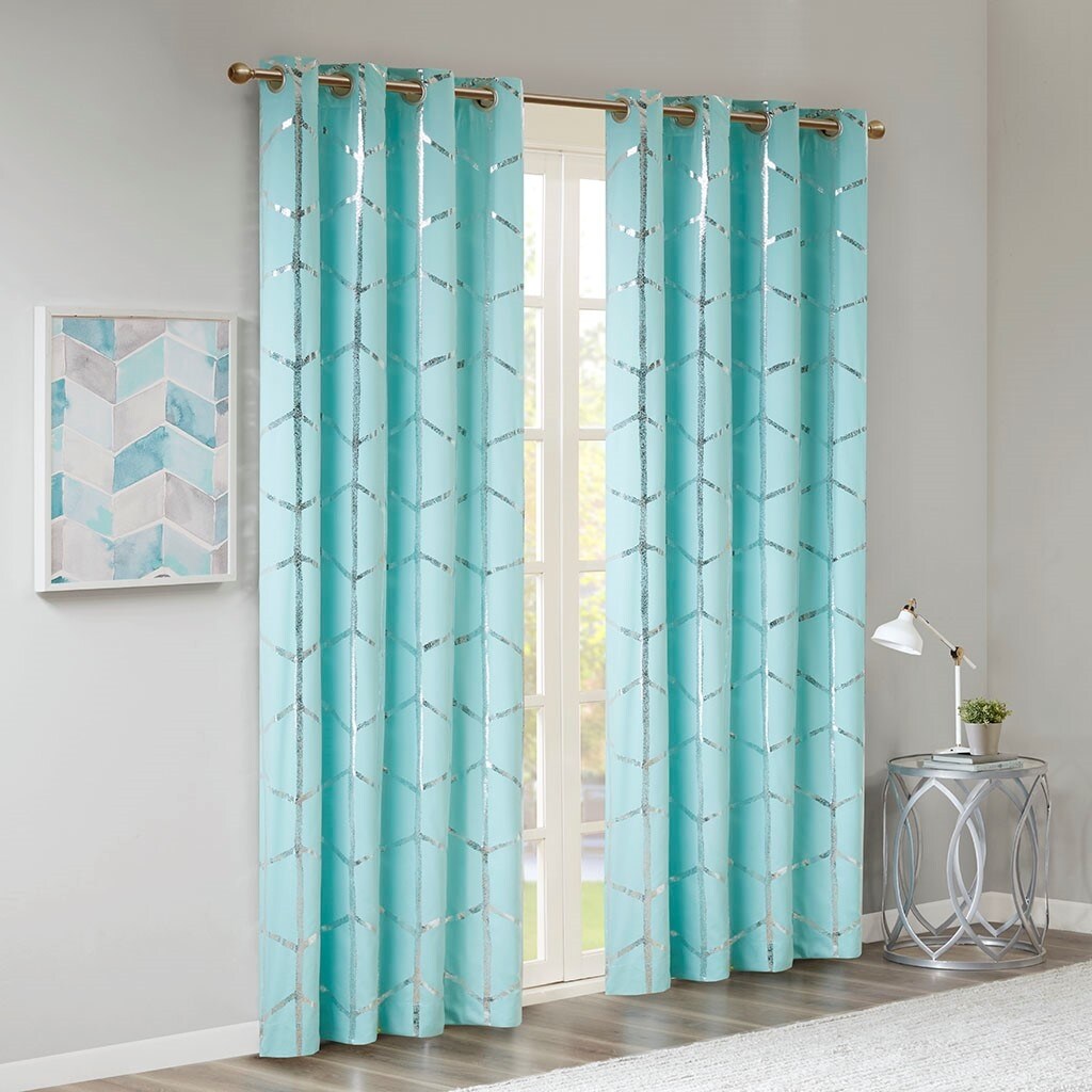 Total Blackout Print Grommet Top Curtain Panel