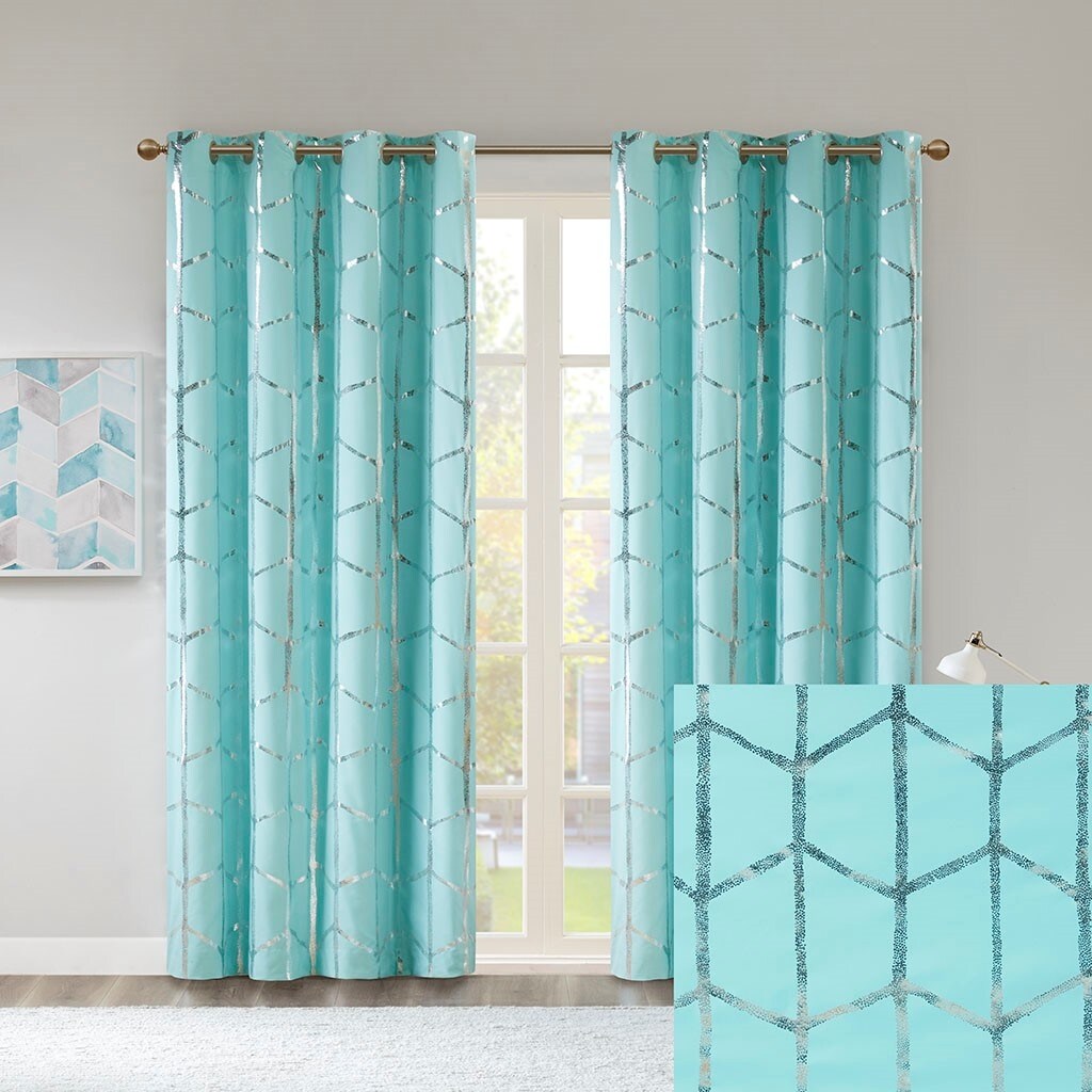 Total Blackout Print Grommet Top Curtain Panel
