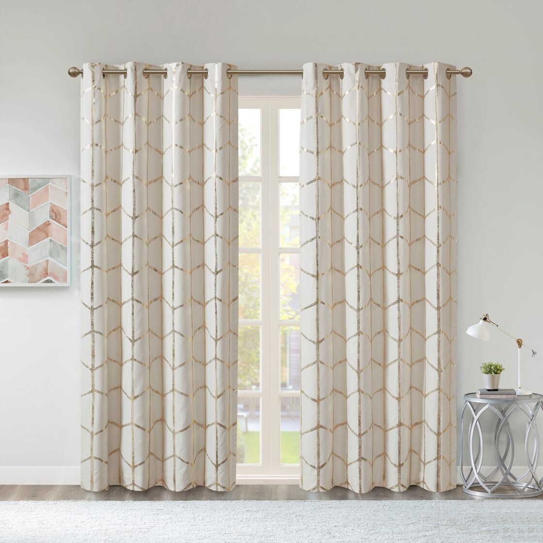 Total Blackout Print Grommet Top Curtain Panel