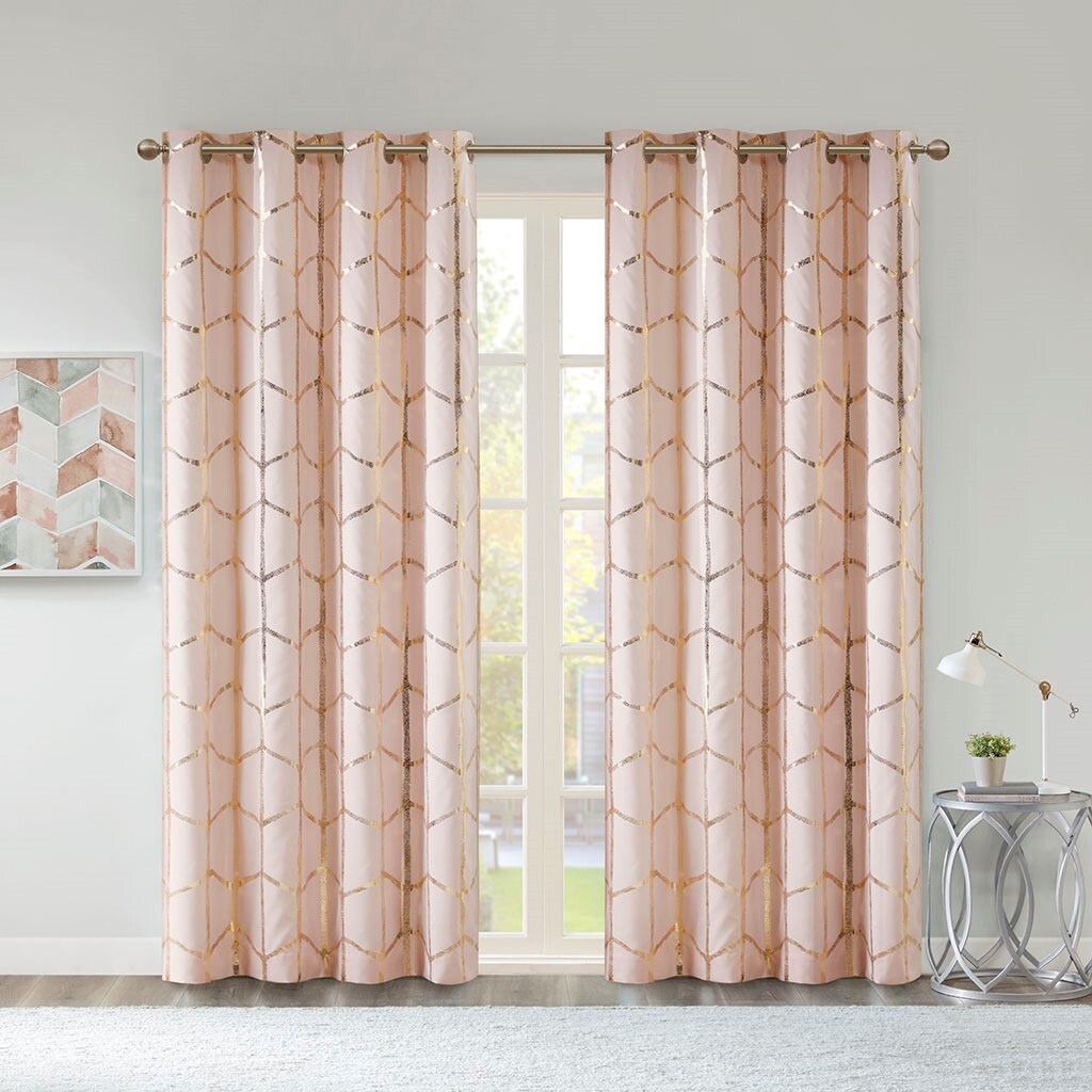 Total Blackout Print Grommet Top Curtain Panel
