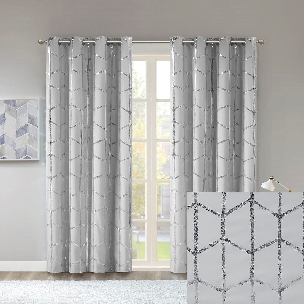 Total Blackout Print Grommet Top Curtain Panel
