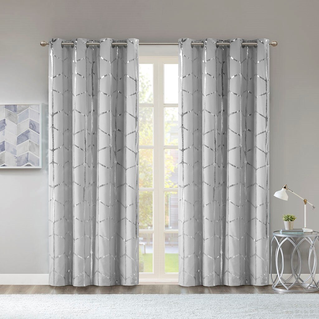 Total Blackout Print Grommet Top Curtain Panel