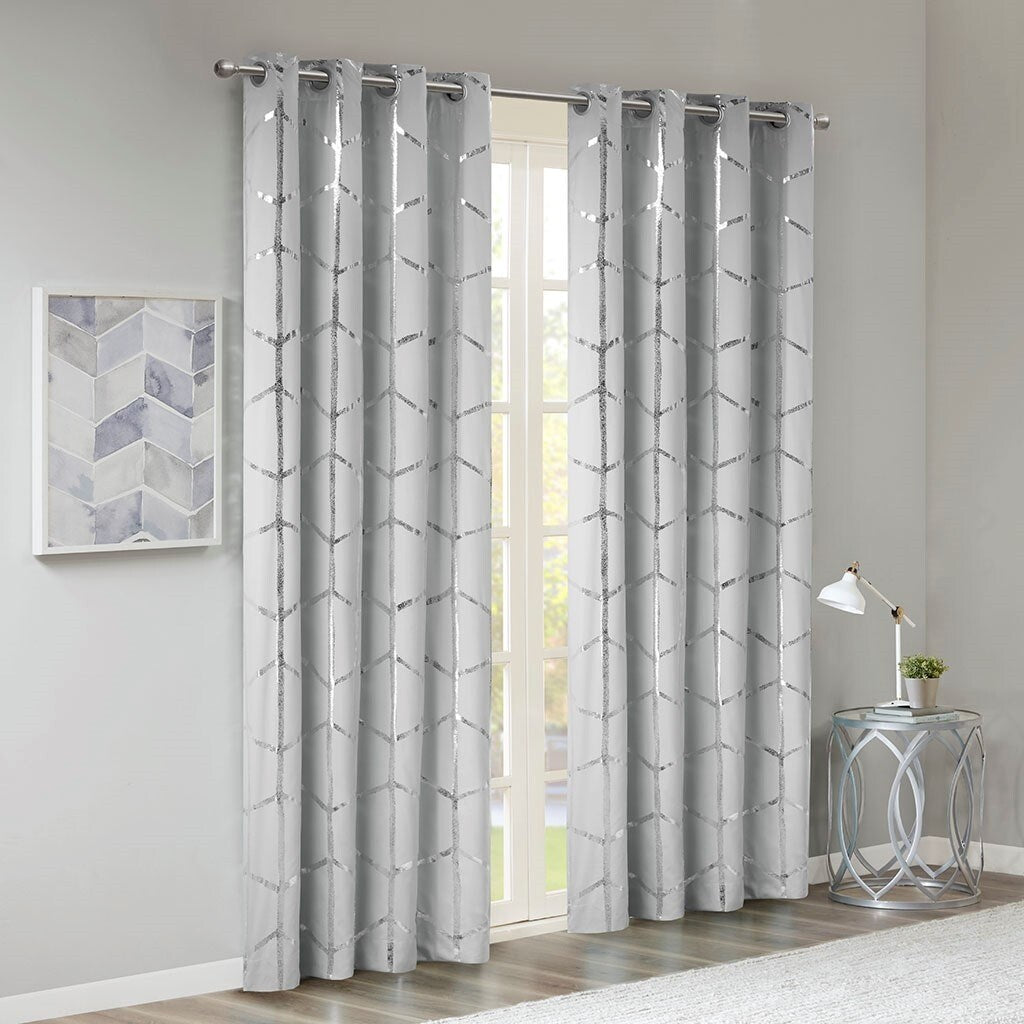 Total Blackout Print Grommet Top Curtain Panel