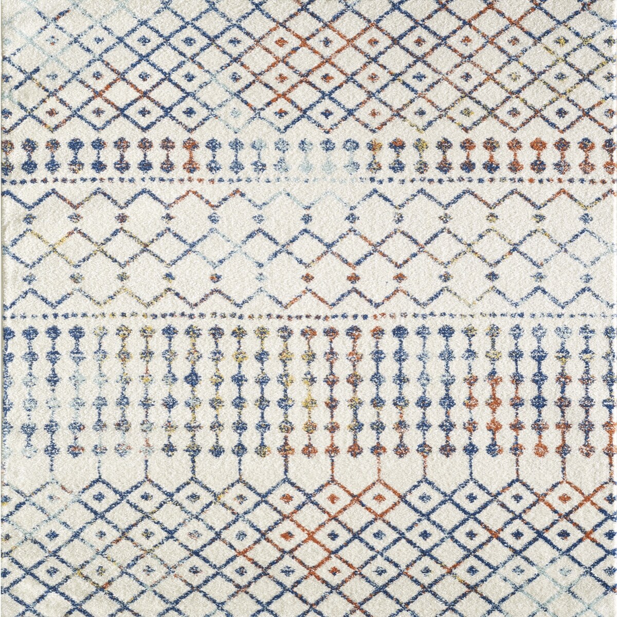 Totti Grid Cream/Multicolor 6x9 Geometric Rug - 6' X 9' Rectangular - 6' X 9' Rectangular